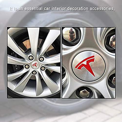 Coolko Tesla Model 3 & דגם y Center Cap Wheel Logo Logo T סמל מדבקות מדבקות 5 חלקים [אדום]